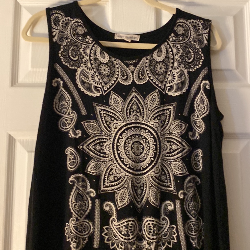 Black Boho Tank, Tunic, Cover Up by Indigo Thread Co.